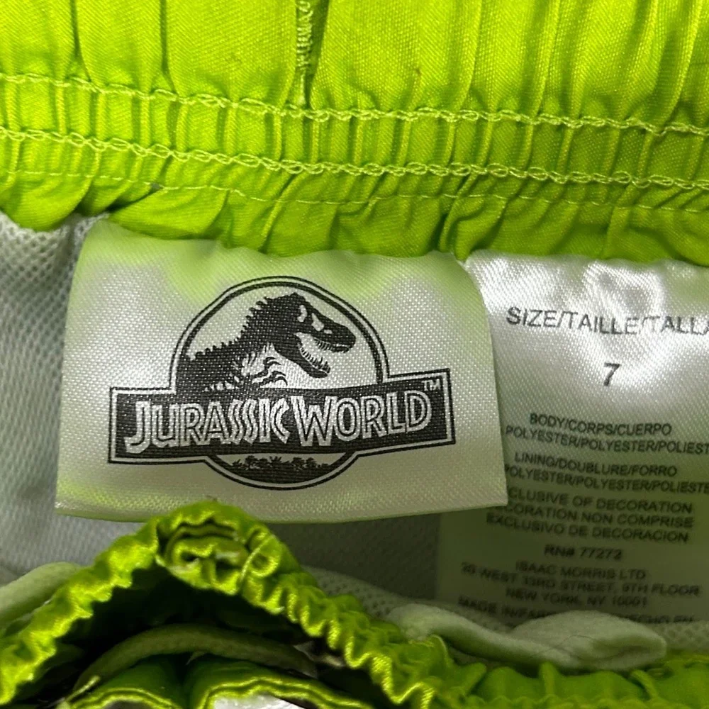 Jurassic World Boys Swim Trunks Green Dinosaur Graphic‎ Swimsuit Size 7